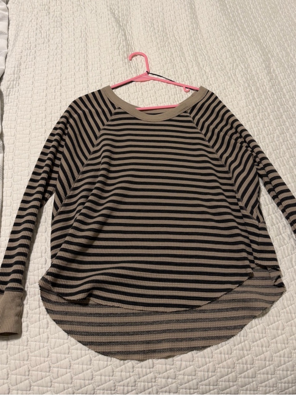 We The Free, Free People Striped Long Sleeve Tee in Beige and Black